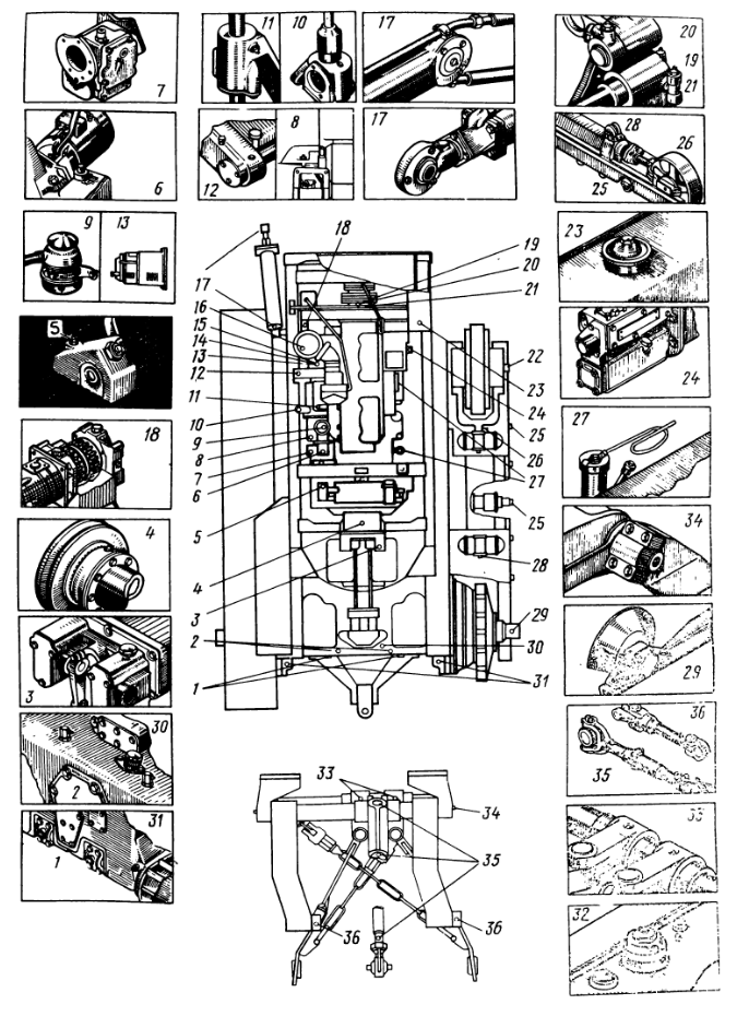 Рис. 115. Карта смазывания трактора Т-130М Рис. 115. Карта смазывания трактора Т-130М